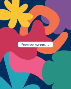 Quotes from PCN nurses about what inspires them and what makes their work meaningful. On colourful floral backgrounds. 
